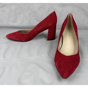 Marc Fisher Women's Caitlin Pump Size 10M Suede Pointed Block Heel Slip On